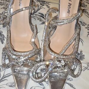 Midnight Velvet Silver Crystal Heels